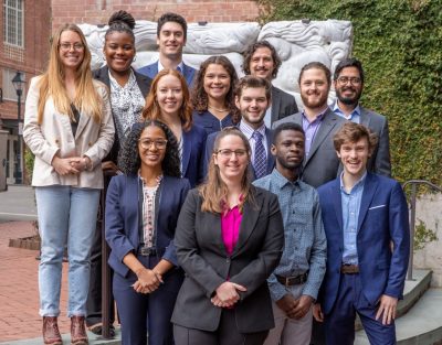 The cohort of the Agricultural Scholars program gathered for a roundtable discussion in January 2023. Evan McKay, master’s student in the Department of Agricultural and Applied Economics, pictured top middle. Photo courtesy of the Farm Foundation.